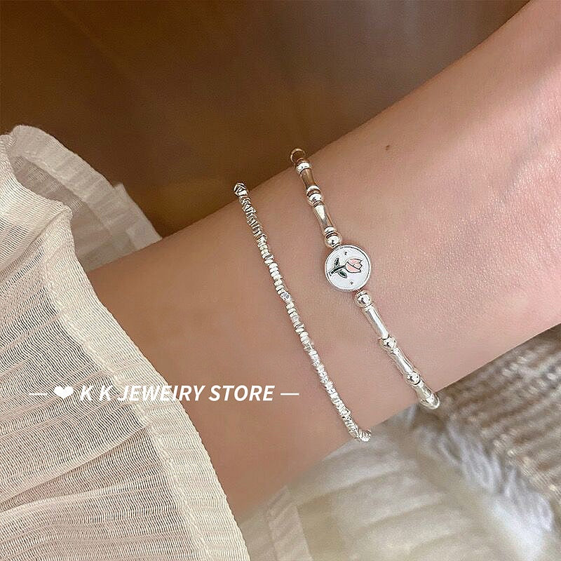 925 silver tulip slub bracelet