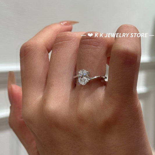 S925 Silver Diamond-Cut 6x9 Oval Ring