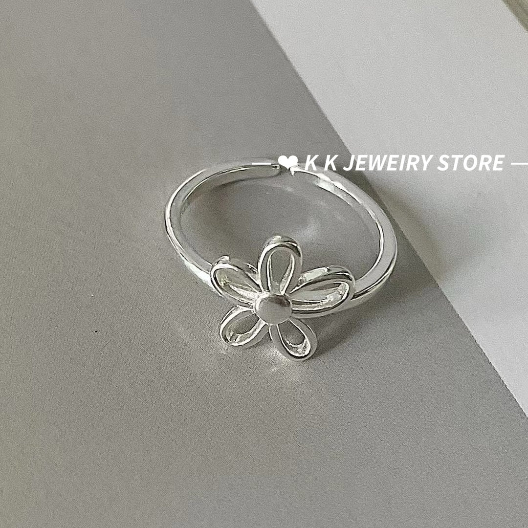 925 silver openwork floret ring