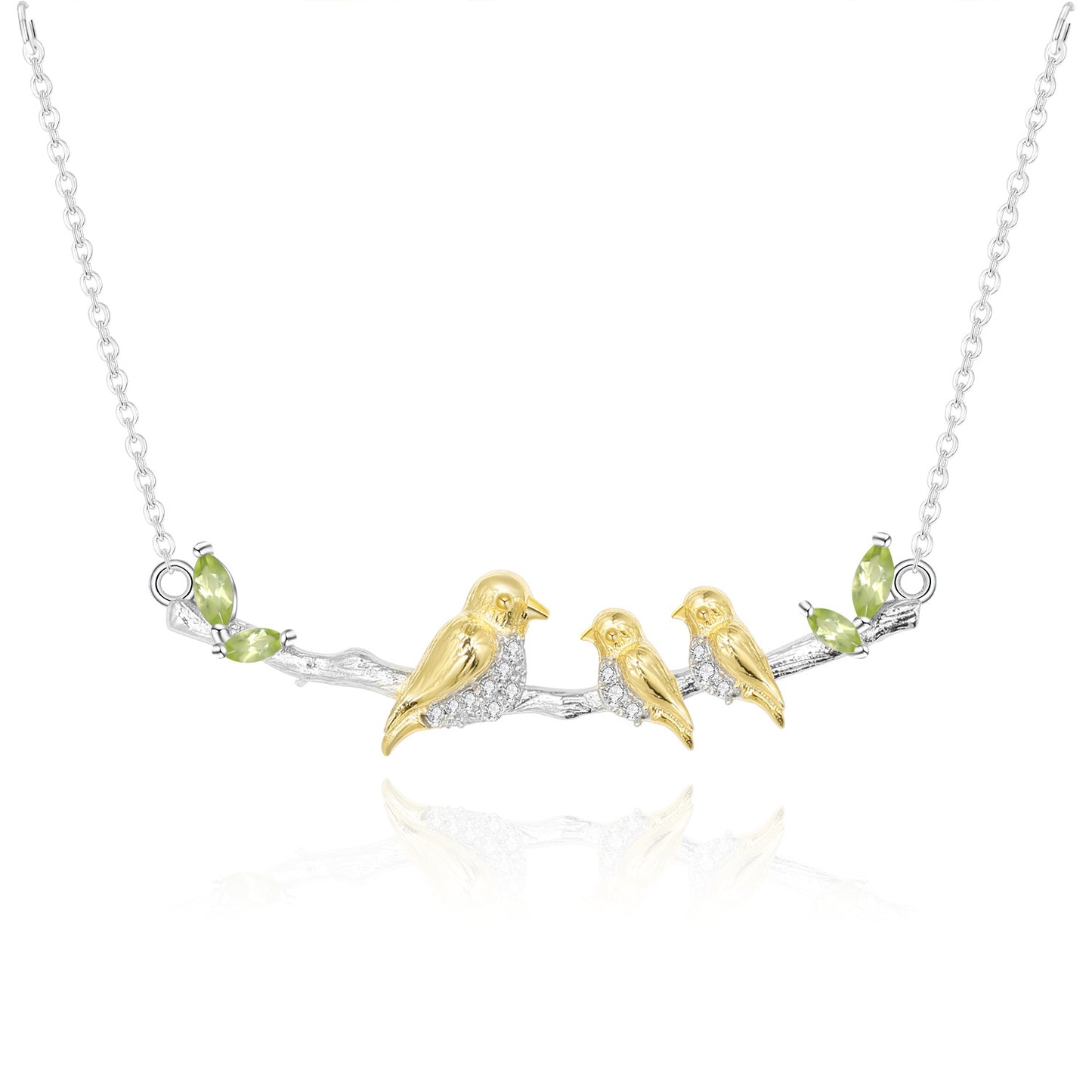 Designer! 925 Silver Natural Gemstone Bird Design Necklace