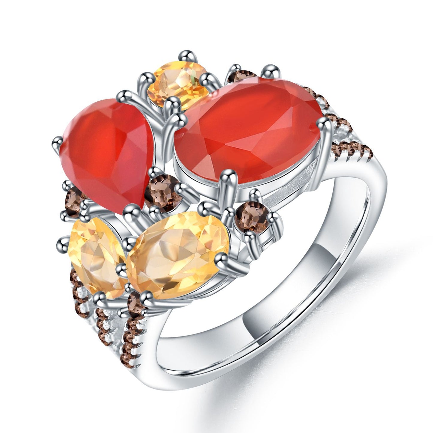 Designer! 925 sterling silver and natural gemstone luxury banquet luxury ring