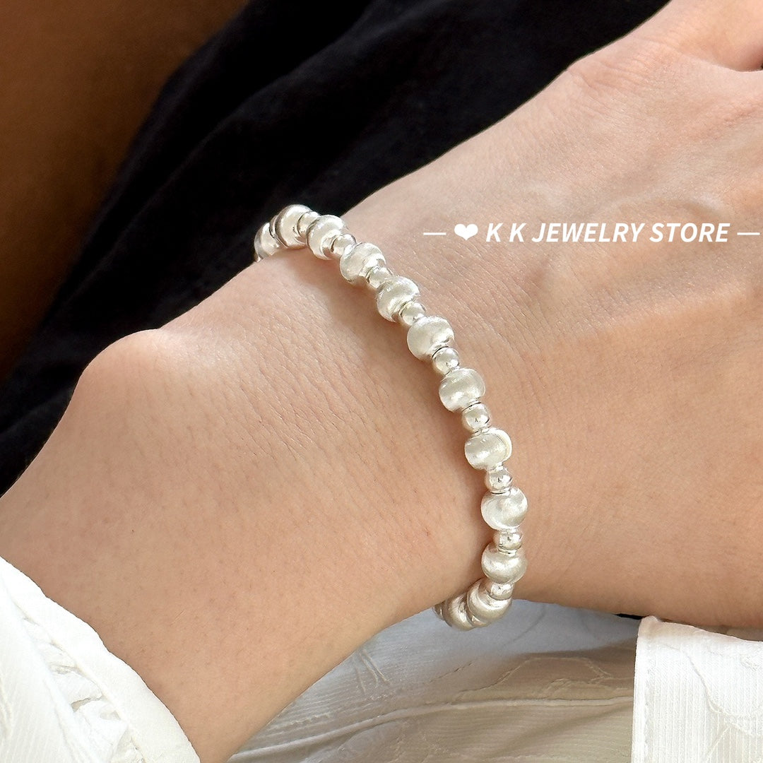 925 silver cat's eye brushed bracelet