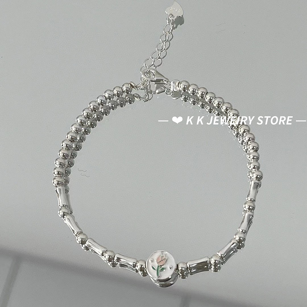 925 silver tulip slub bracelet