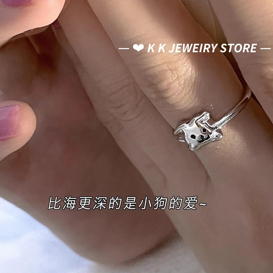 925 Silver Cartoon Puppy Ring