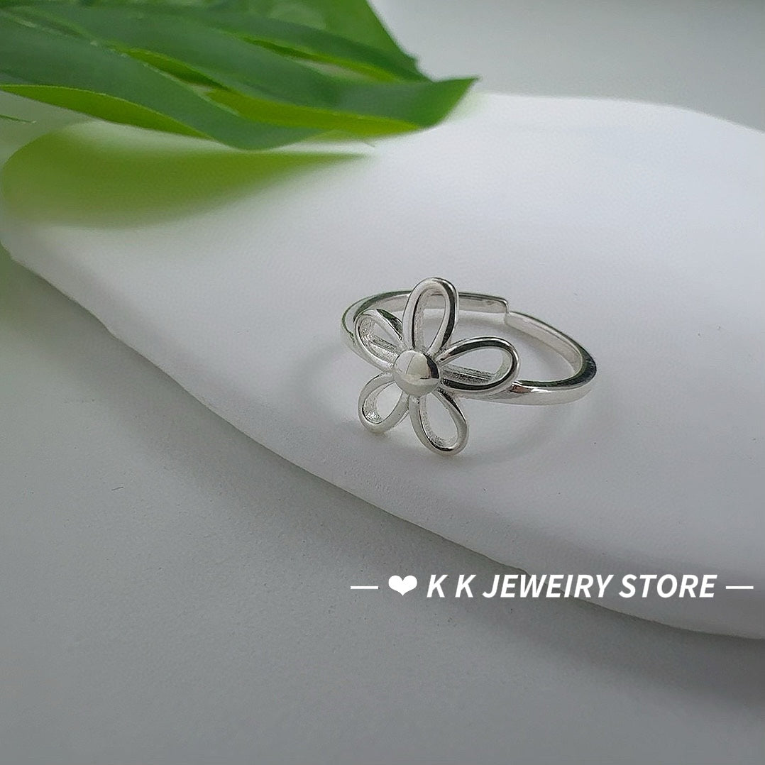 925 silver openwork floret ring