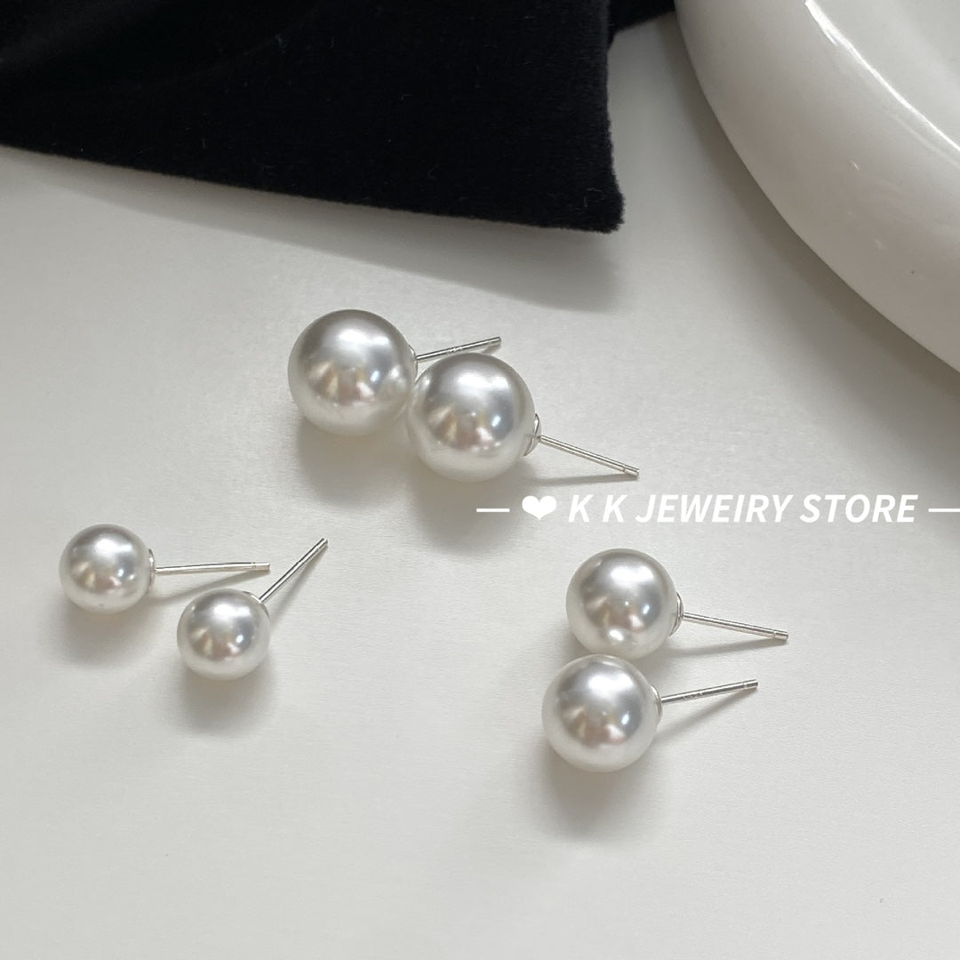 Imitation Australian white pearl stud earrings 925 silver