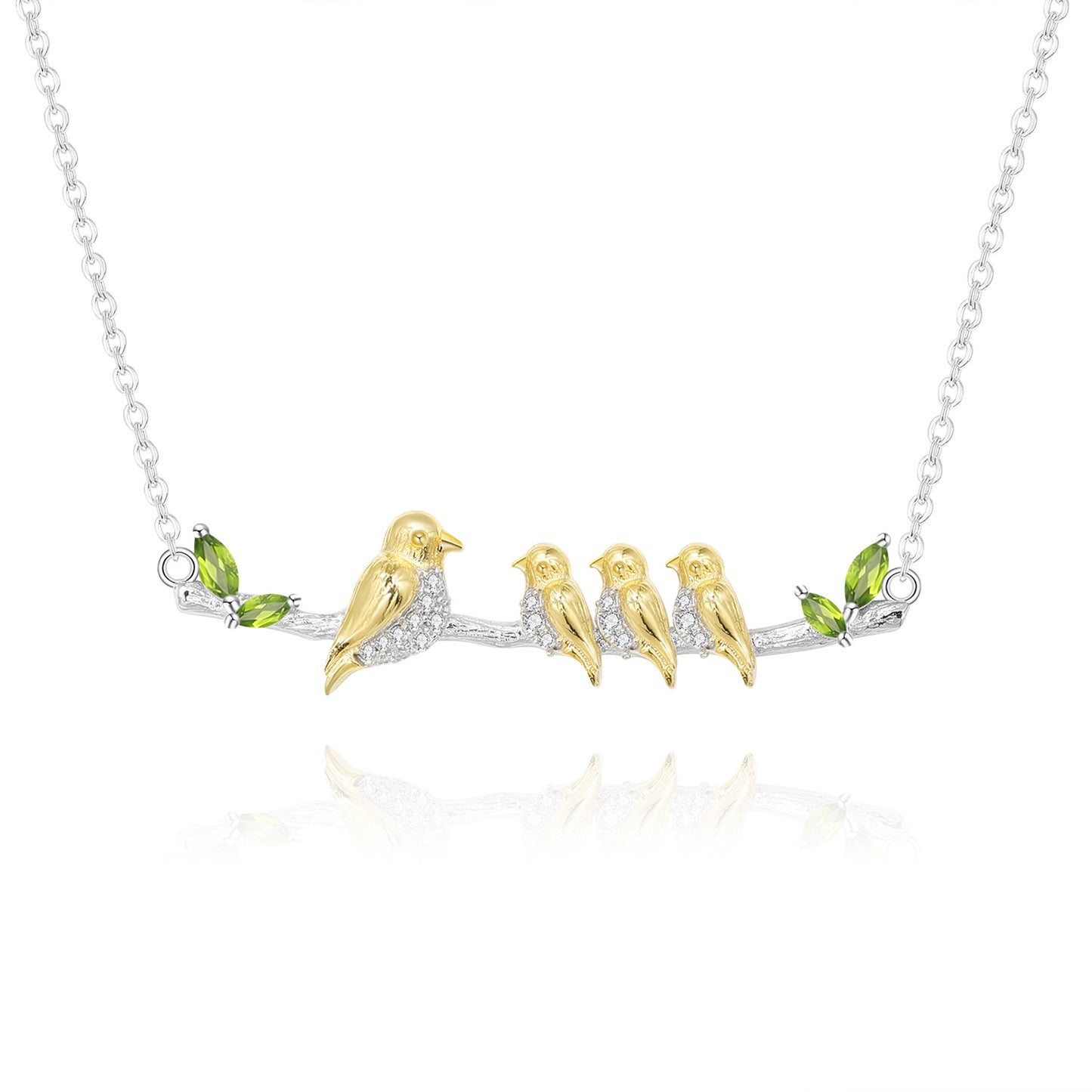 Designer! 925 Silver Natural Gemstone Bird Design Necklace