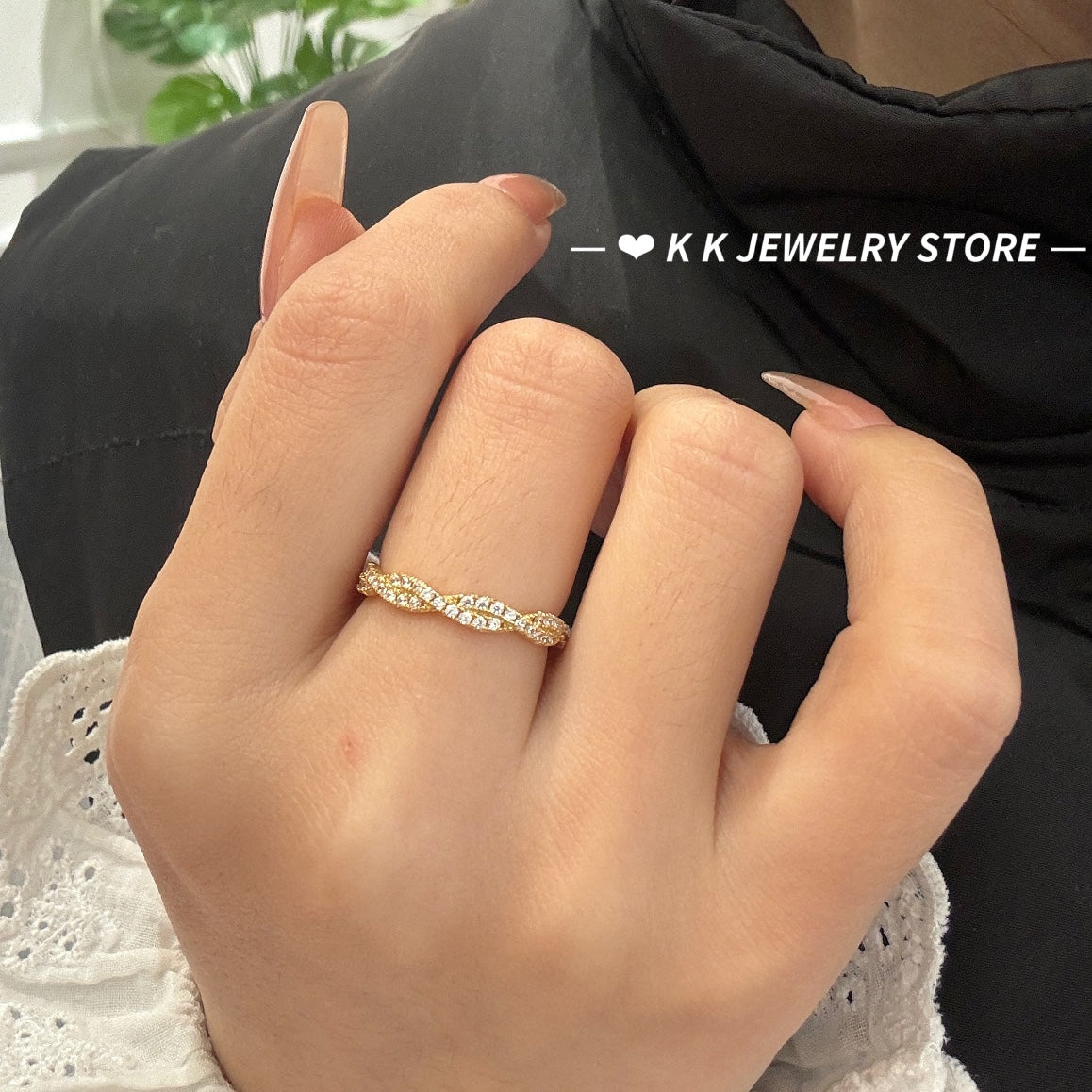 High Quality ~925 Silver Gold Plated Diamond Cross Ring