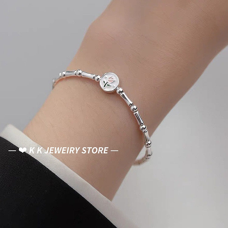 925 silver tulip slub bracelet