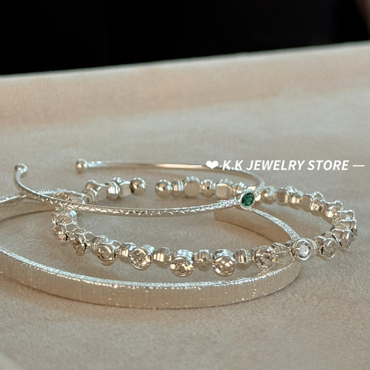 Silver zircon thin bracelet vertical half bracelet bracelet