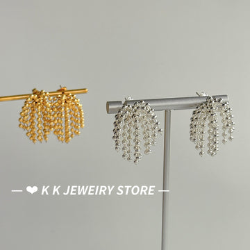 Titanium Steel Firework Tassel Earrings