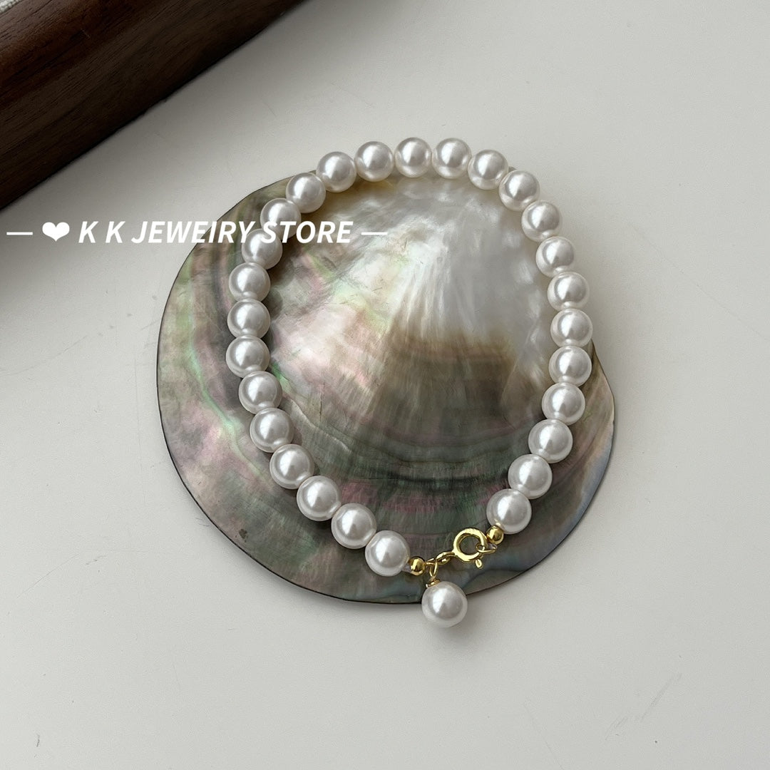 925 silver faux pearl simple bracelet