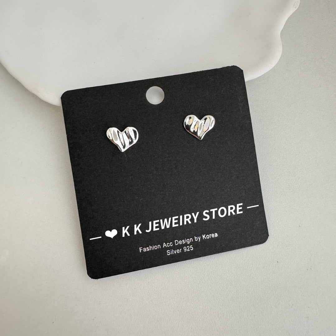 925 Silver Ripple Love Stud Earrings