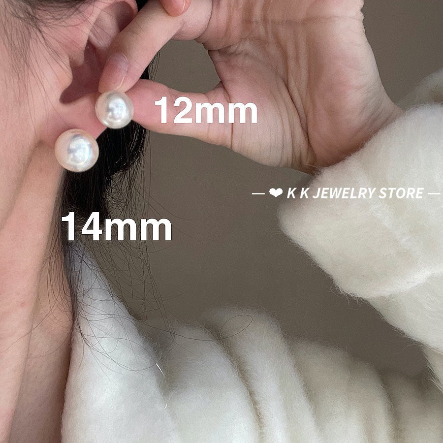 925 silver needle dazzling artificial crystal large pearl stud earrings