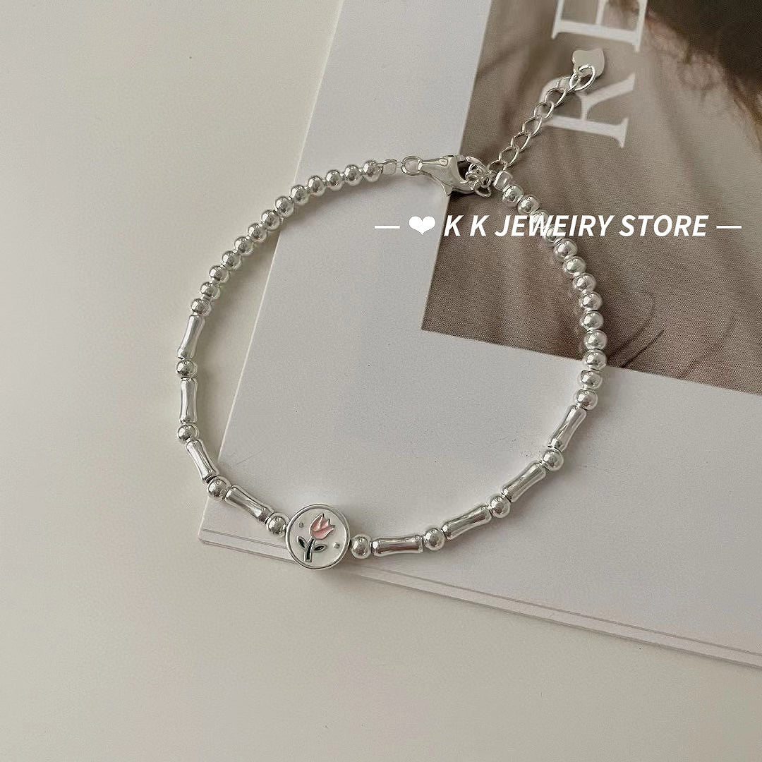 925 silver tulip slub bracelet