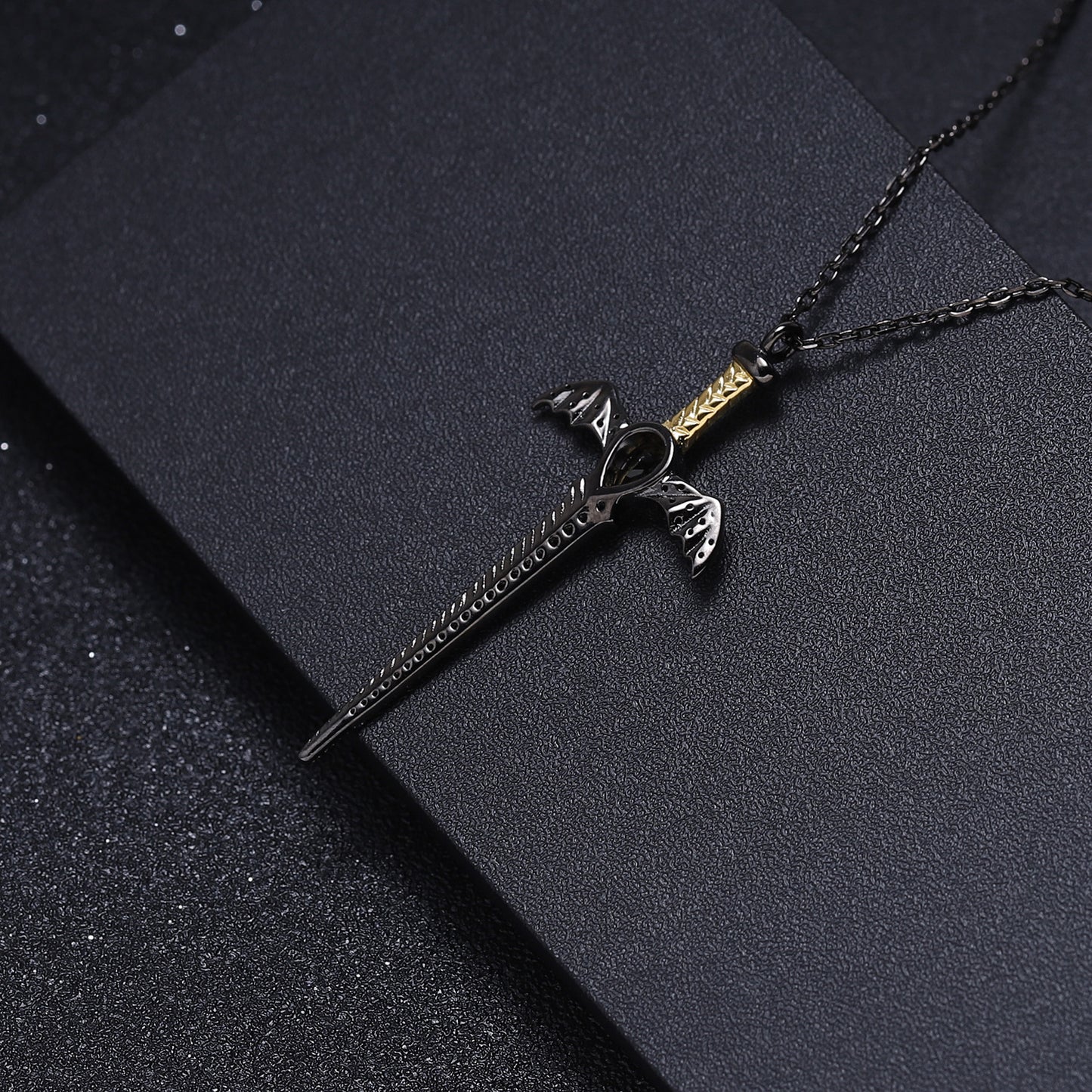 Designer model!! 925 Silver Dark Dagger Design Gothic Natural Gemstone Necklace