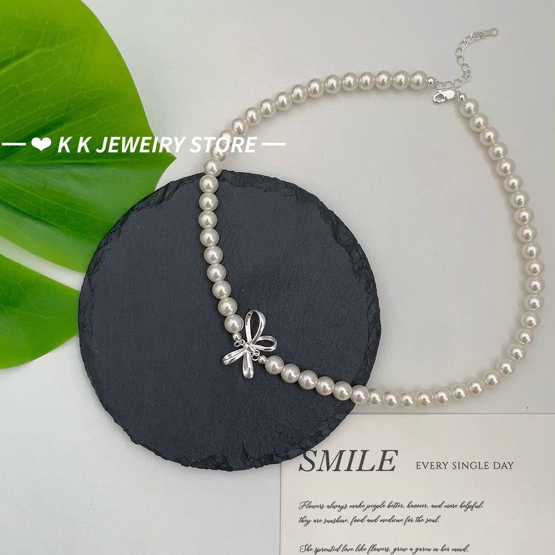 925 Silver Sweet Bow Pearl Necklace