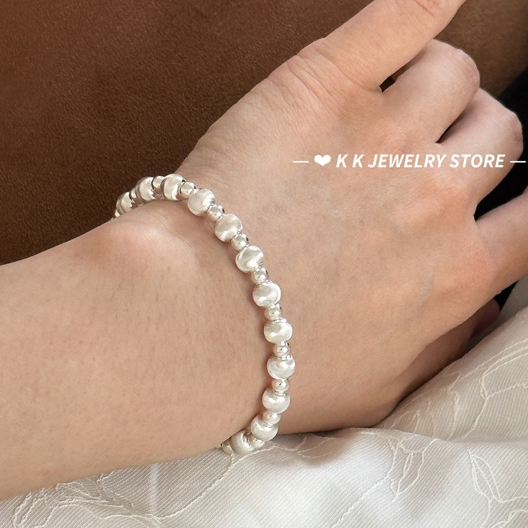 925 silver cat's eye brushed bracelet