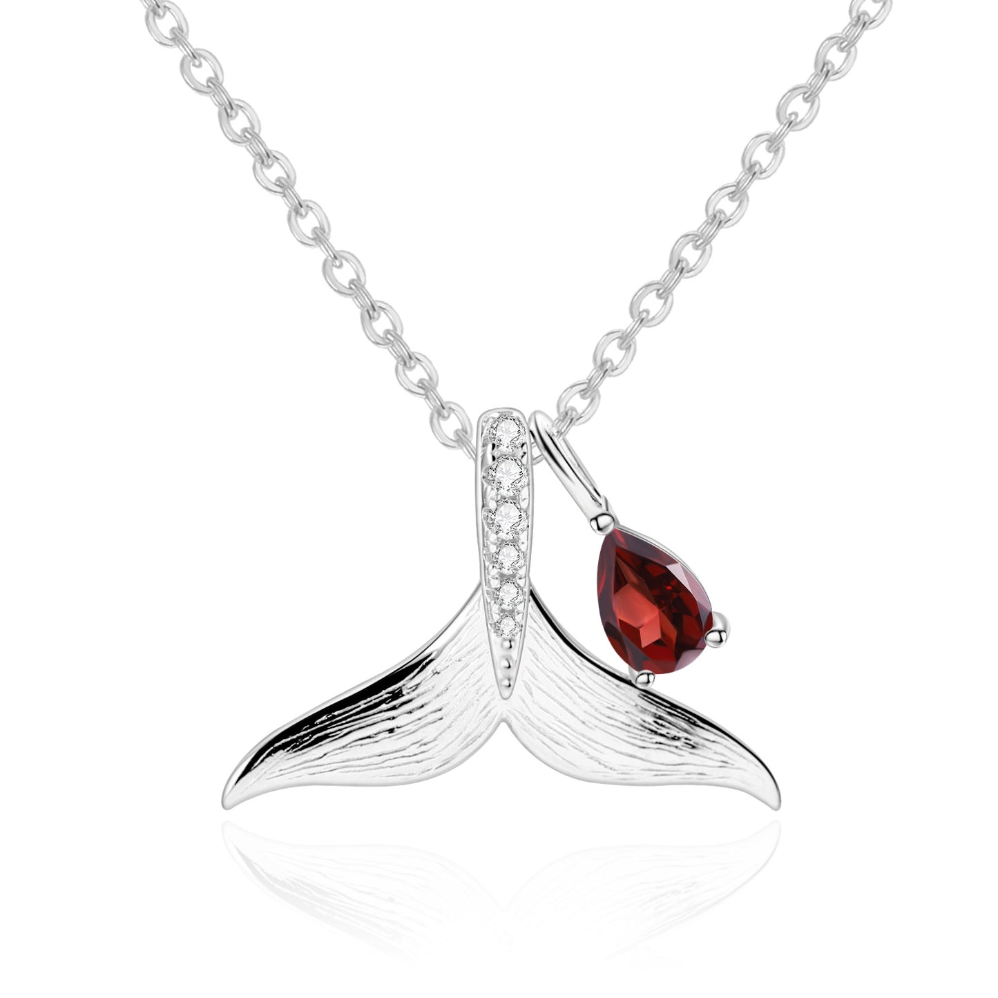 Designer! 925 sterling silver natural topaz gemstone whale tail necklace