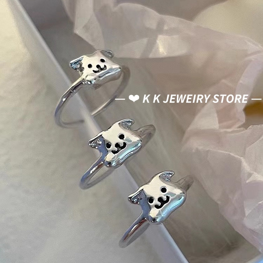 925 Silver Cartoon Puppy Ring