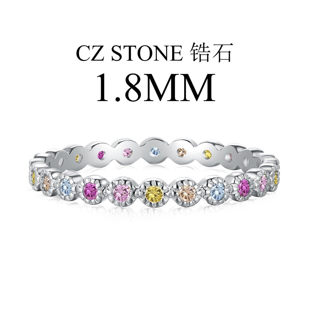 925 all-over sterling silver premium set colored zircon ring£¨Second link£©