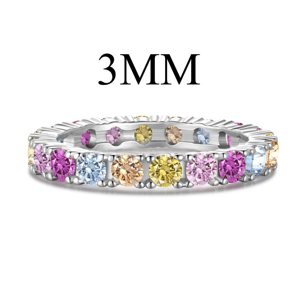 925 all-over sterling silver premium set colored zircon ring£¨Second link£©