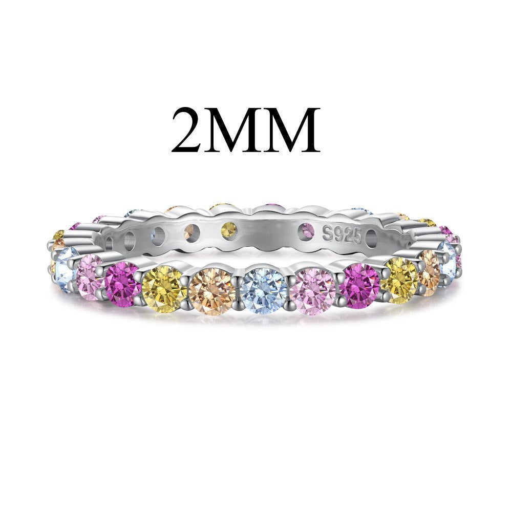 925 all-over sterling silver premium set colored zircon ring£¨Second link£©