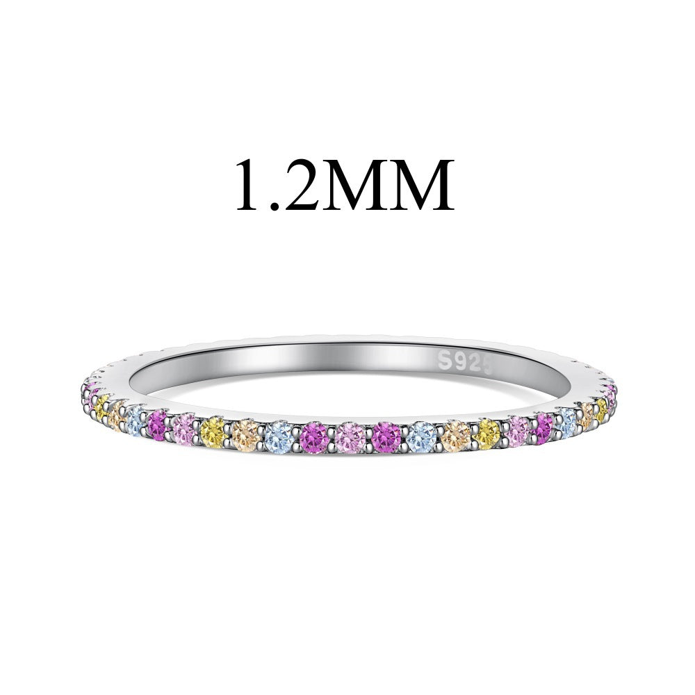 925 all-over sterling silver premium set colored zircon ring£¨Second link£©