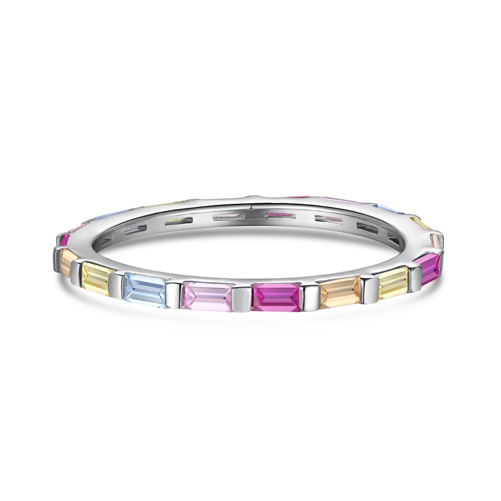 925 all-over sterling silver premium set colored zircon ring£¨Second link£©