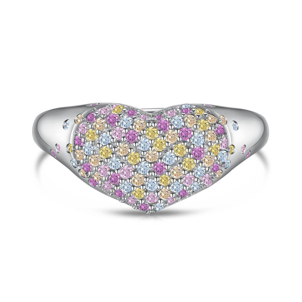 925 all-over sterling silver premium set colored zircon ring£¨Second link£©