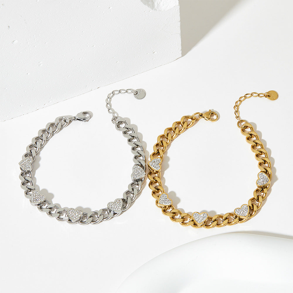 Chain Heart Stainless Steel Bracelet
