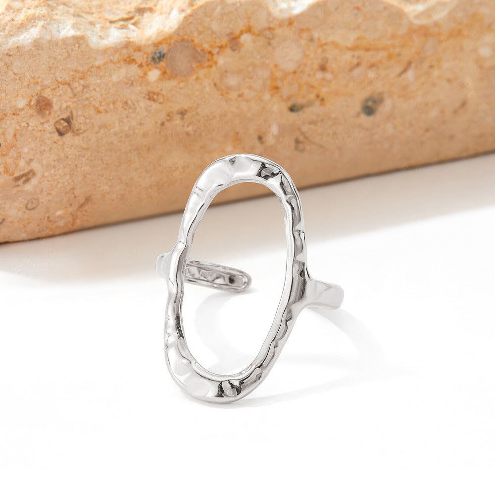 Irregular openwork stainless steel opening ring