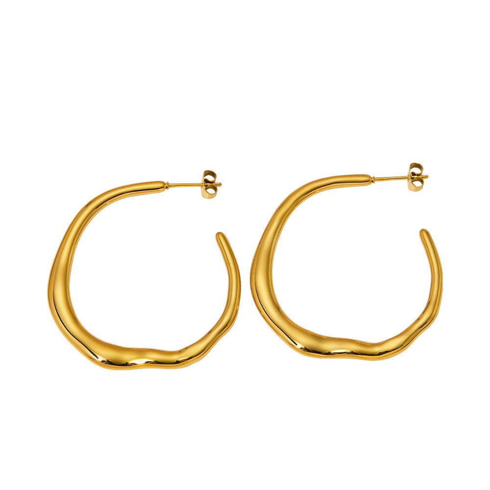 Large size round stainless steel plated earrings