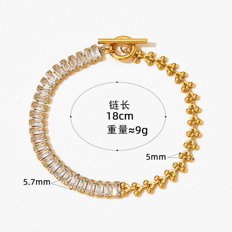 Natural freshwater pearl love zircon bracelet