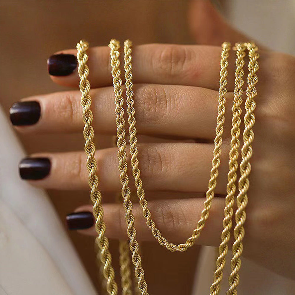 European and American style light luxury metal coarse twist chain necklace