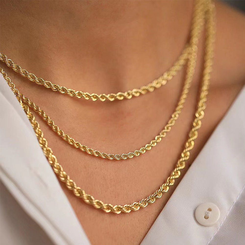 European and American style light luxury metal coarse twist chain necklace