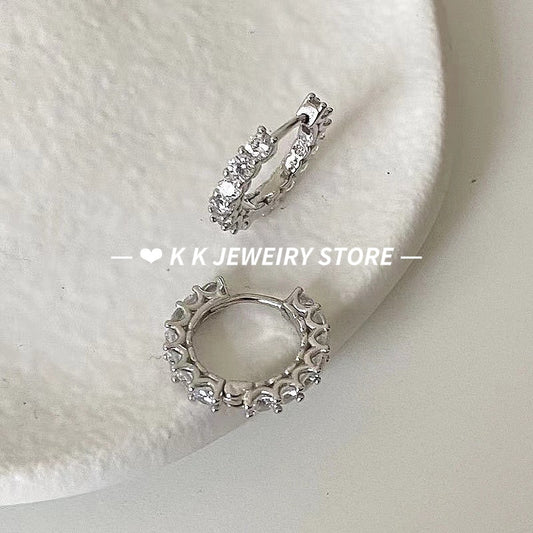 S925 Silver Circle Diamond Earrings